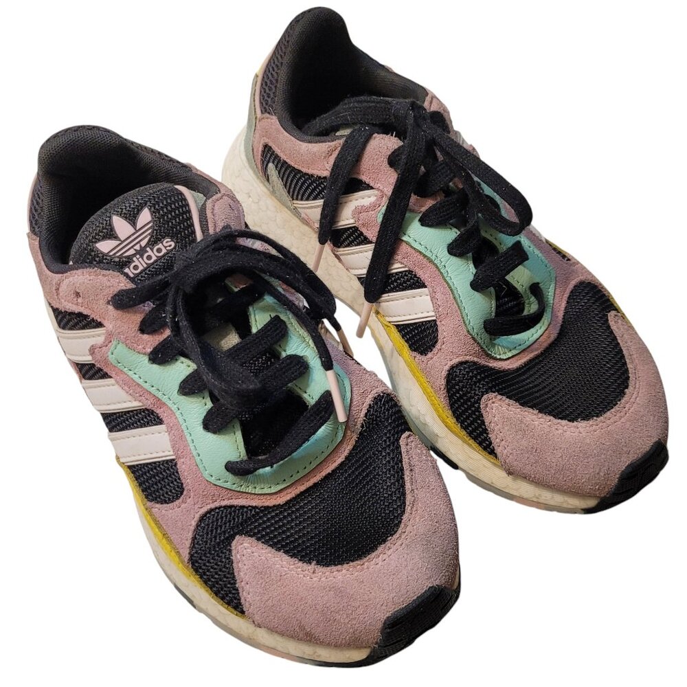 Women's Adidas originals Tresc Run 'Black Pink Green' running shoes. (EG4775)